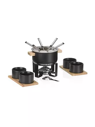 KELA | Fondue-Set 16tlg GUNTEN Schwarz/Edelstahl | 